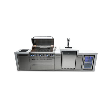 Mont Alpi - Outdoor kitchen. Deluxe 6 burner island with kegerator and fridge.