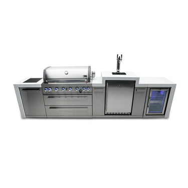 Mont Alpi - Outdoor kitchen. Deluxe 6 burner island with kegerator and fridge.
