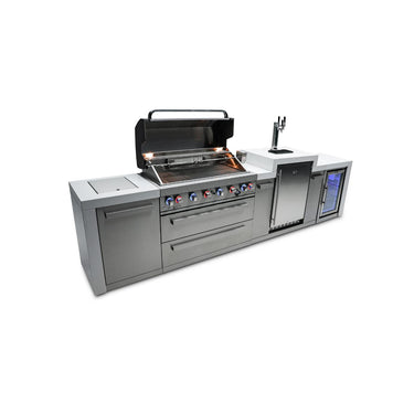 Mont Alpi - Outdoor kitchen. Deluxe 6 burner island with kegerator and fridge.