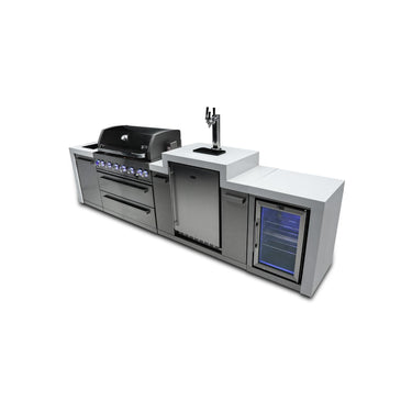 Mont Alpi - Outdoor kitchen. Deluxe 6 burner island with kegerator and fridge.