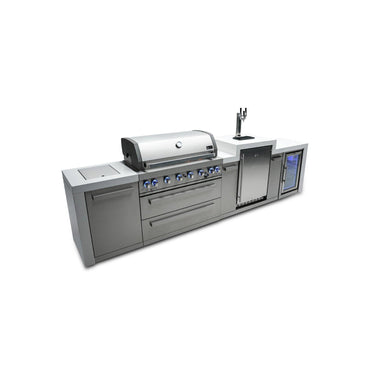 Mont Alpi - Outdoor kitchen. Deluxe 6 burner island with kegerator and fridge.