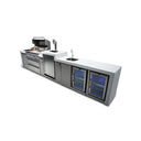 Mont Alpi - Outdoor kitchen. Deluxe 6 burner island with kegerator, beverage center and fridge.