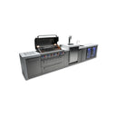 Mont Alpi - Outdoor kitchen. Deluxe 6 burner island with kegerator, beverage center and fridge.