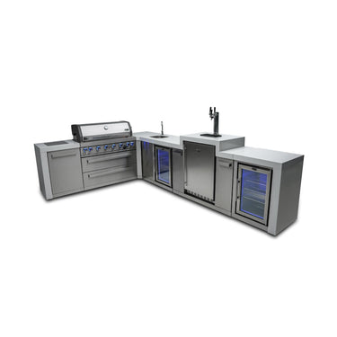 Mont Alpi - Outdoor kitchen. Deluxe island 90 degree with kegerator, beverage center and fridge.