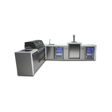 Mont Alpi - Outdoor kitchen. Deluxe island 90 degree with kegerator, beverage center and fridge.