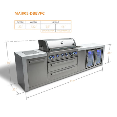 Mont Alpi - Outdoor kitchen. Duluxe 6 burner island, with beverage center and fridges.