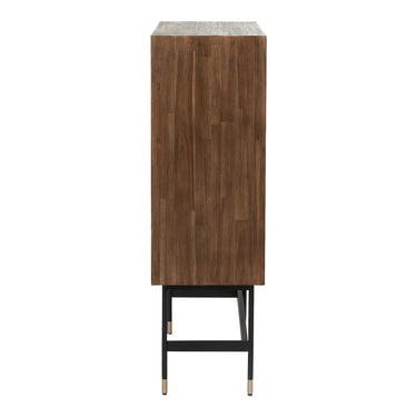Pacific Lifestyle - Arte Dark Brown Acacia Wood and Black Metal 2 Door Bar Cabinet.