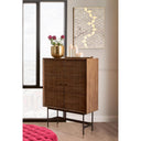 Pacific Lifestyle - Arte Dark Brown Acacia Wood and Black Metal 2 Door Bar Cabinet.