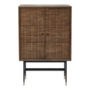 Pacific Lifestyle - Arte Dark Brown Acacia Wood and Black Metal 2 Door Bar Cabinet.