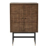 Pacific Lifestyle - Arte Dark Brown Acacia Wood and Black Metal 2 Door Bar Cabinet.