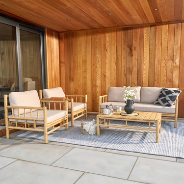 Pacific Lifestyle - Costa Rica Natural Bamboo Finish Outdoor Seating Set