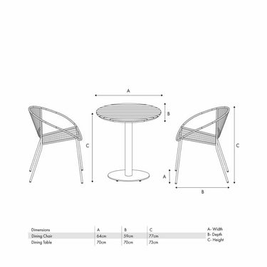 Pacific Lifestyle - Dakota Natural Wheat Outdoor Bistro Set