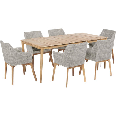 Pacific Lifestyle - Larissa Dining Set Light Kubu Grey K/D. Outdoor dining table and chairs