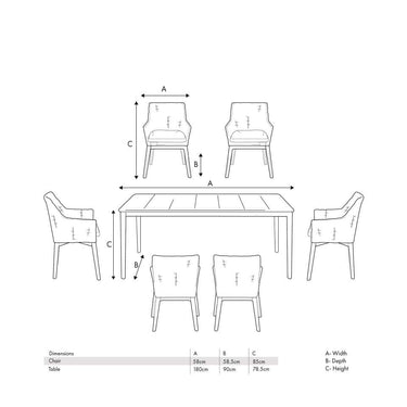 Pacific Lifestyle - Larissa Dining Set Light Kubu Grey K/D. Outdoor dining table and chairs