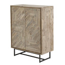 Pacific Lifestyle - Marca Sand Wash Acacia Wood and Black Metal 2 Door Bar Cabinet