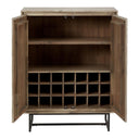 Pacific Lifestyle - Marca Sand Wash Acacia Wood and Black Metal 2 Door Bar Cabinet