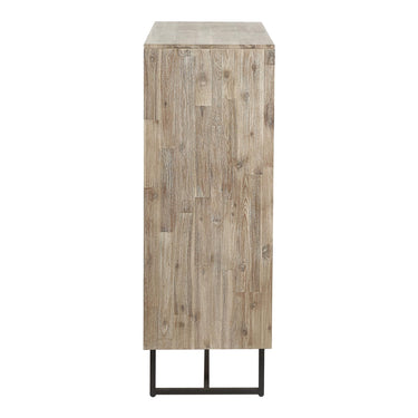 Pacific Lifestyle - Marca Sand Wash Acacia Wood and Black Metal 2 Door Bar Cabinet