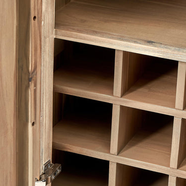 Pacific Lifestyle - Marca Sand Wash Acacia Wood and Black Metal 2 Door Bar Cabinet