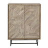 Pacific Lifestyle - Marca Sand Wash Acacia Wood and Black Metal 2 Door Bar Cabinet