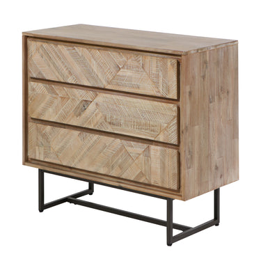 Pacific Lifestyle - Marca Sand Wash Acacia Wood and Black Metal 3 Drawer Unit