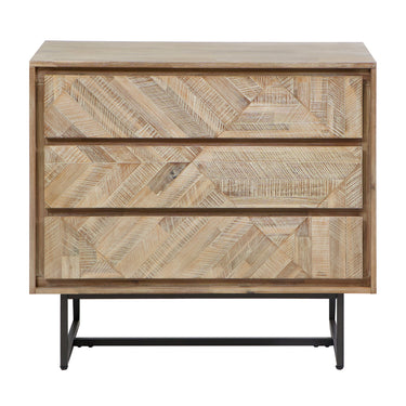 Pacific Lifestyle - Marca Sand Wash Acacia Wood and Black Metal 3 Drawer Unit