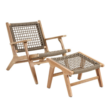 Pacific Lifestyle - Sesto Chair and Hocker Set. Outdoor lounge chair with foot stool.
