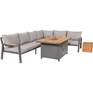 Pacific Lifestyle - Stockholm Anthracite Outdoor Corner Seating Set including Fire Pit Table
