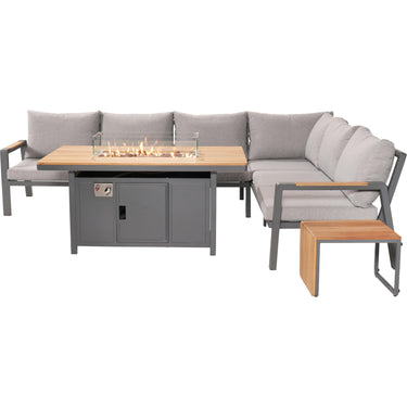 Pacific Lifestyle - Stockholm Anthracite Outdoor Corner Seating Set including Fire Pit Table