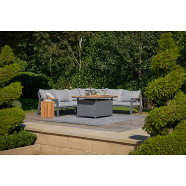 Pacific Lifestyle - Stockholm Anthracite Outdoor Corner Seating Set including Fire Pit Table