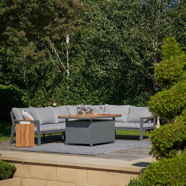 Pacific Lifestyle - Stockholm Anthracite Outdoor Corner Seating Set including Fire Pit Table