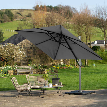 Platinum - Challenger T2 3.5 x 2.6m Rectangular Luna Grey Free Arm Parasol