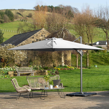 Platinum - Challenger T2 3.5 x 2.6m Rectangular Luna Grey Free Arm Parasol