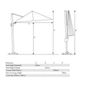 Platinum - Challenger T2 3m Square Champagne Free Arm Parasol