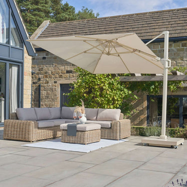 Platinum - Challenger T2 3m Square Sandstone / Champagne Free Arm Parasol