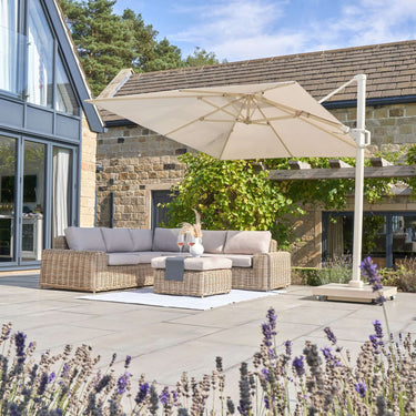 Platinum - Challenger T2 3m Square Sandstone / Champagne Free Arm Parasol