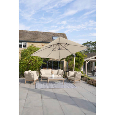 Platinum - Challenger Teak T2 3m Square Premium Champagne Free Arm Parasol