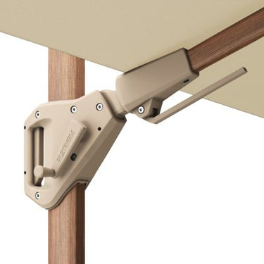Platinum - Challenger Teak T2 3m Square Premium Champagne Free Arm Parasol