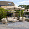 Platinum - Challenger Teak T2 3m Square Premium Champagne Free Arm Parasol