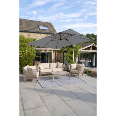 Platinum - Challenger Teak T2 3m Square Premium Manhattan Grey Free Arm Parasol