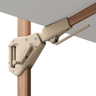 Platinum - Challenger Teak T2 3m Square Premium Manhattan Grey Free Arm Parasol
