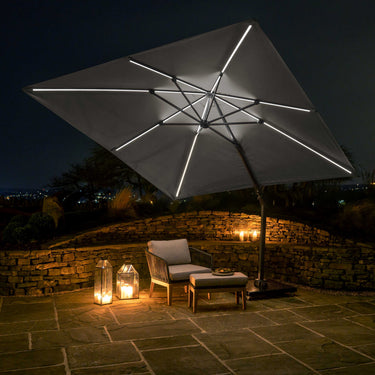 Platinum - Glow Challenger T2 3m Square Luna Grey Free Arm Parasol