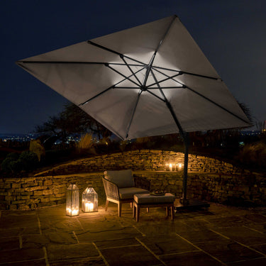 Platinum - Glow Challenger T2 3m Square Luna Grey Free Arm Parasol