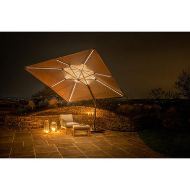 Platinum - Glow Challenger T2 3m Square Taupe Free Arm Parasol
