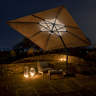 Platinum - Glow Challenger T2 3m Square Taupe Free Arm Parasol
