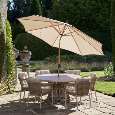 Platinum - Riva Teak 3m Round Champagne Parasol