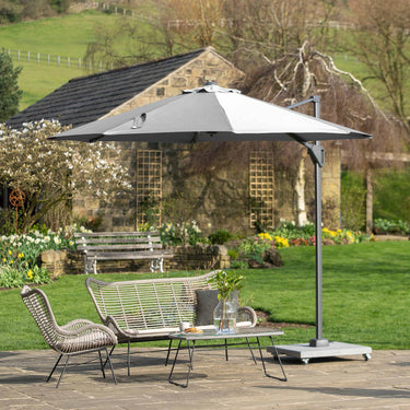 Platinum - Voyager T1 3m Round Luna Grey Free Arm Parasol