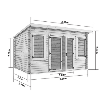 Store More - Ashley Pent Log Cabin Garden Room - 4.0m x 3.0m.