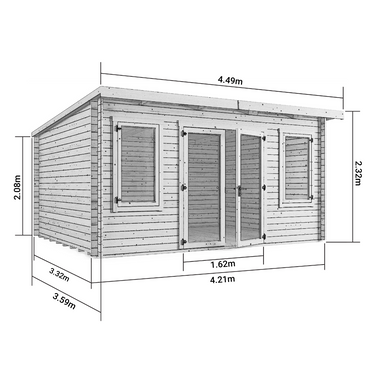 Store More - Ashley Pent Log Cabin Garden Room - 4.5m x 3.5m