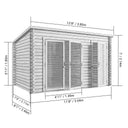 Store More - Darton Pent Log Cabin Summerhouse with Side Store - 12ft x 8ft