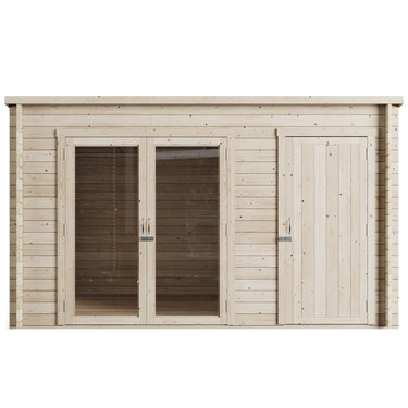 Store More - Darton Pent Log Cabin Summerhouse with Side Store - 12ft x 8ft